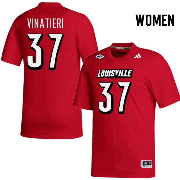 Women #37 A.J. Vinatieri Louisville Cardinals College Football Jerseys Stitched-Red